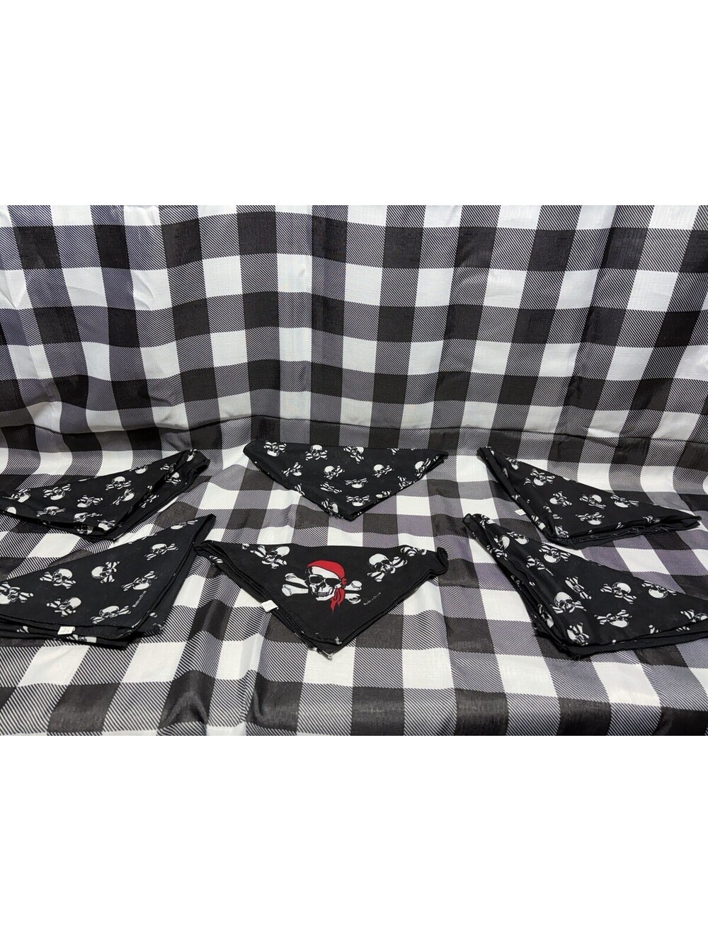 Lot Of 6 Pirate Skull Crossbones Biker Bandana Handkerchief Scarf